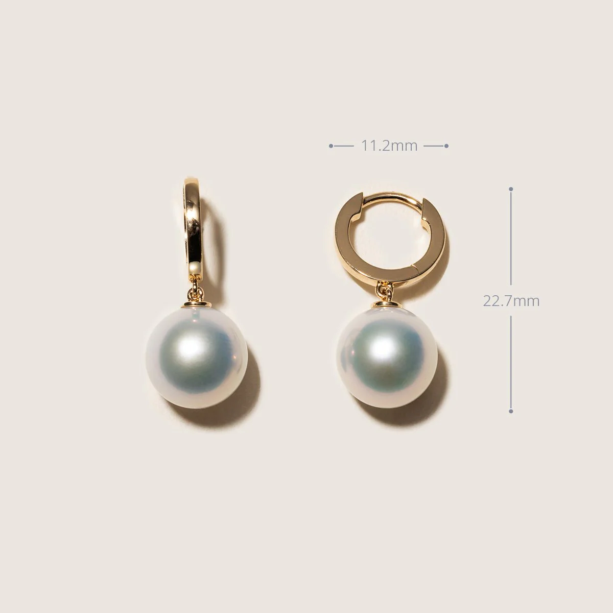 10-11mm Freshwater Edison Pearl 14K Gold Drop Hoop Earrings - Image 3