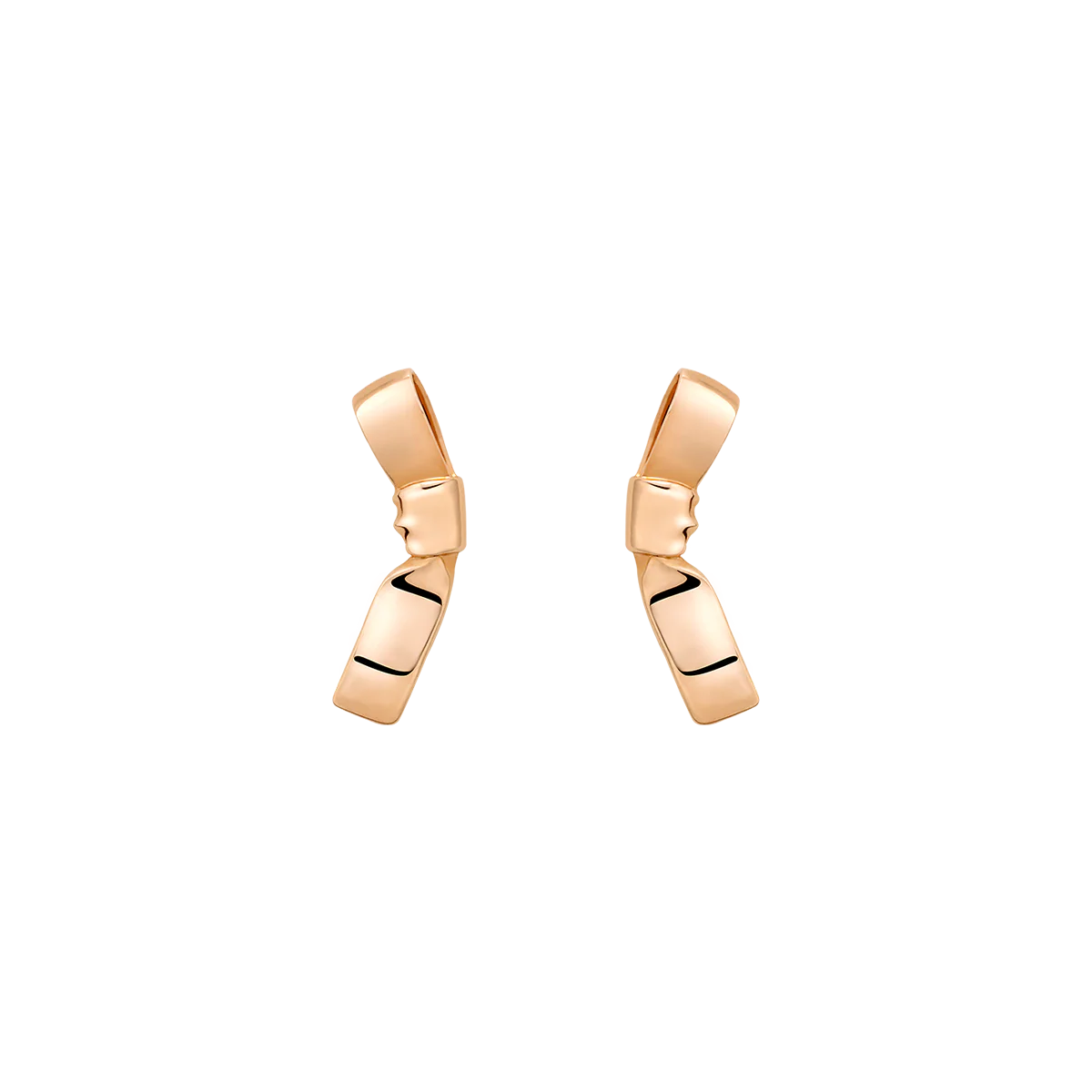 10K Rose Gold Ribbon Design Stud Earrings