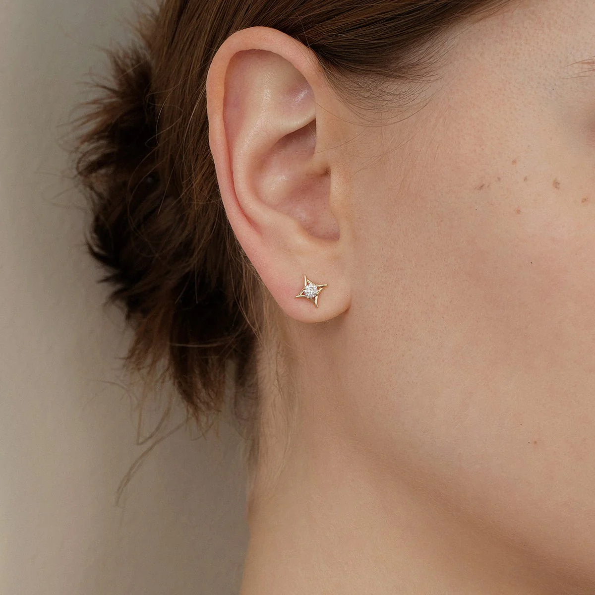 14K Solid Gold Certified Lab-Grown Diamond Starlet Studs Earrings - Image 2