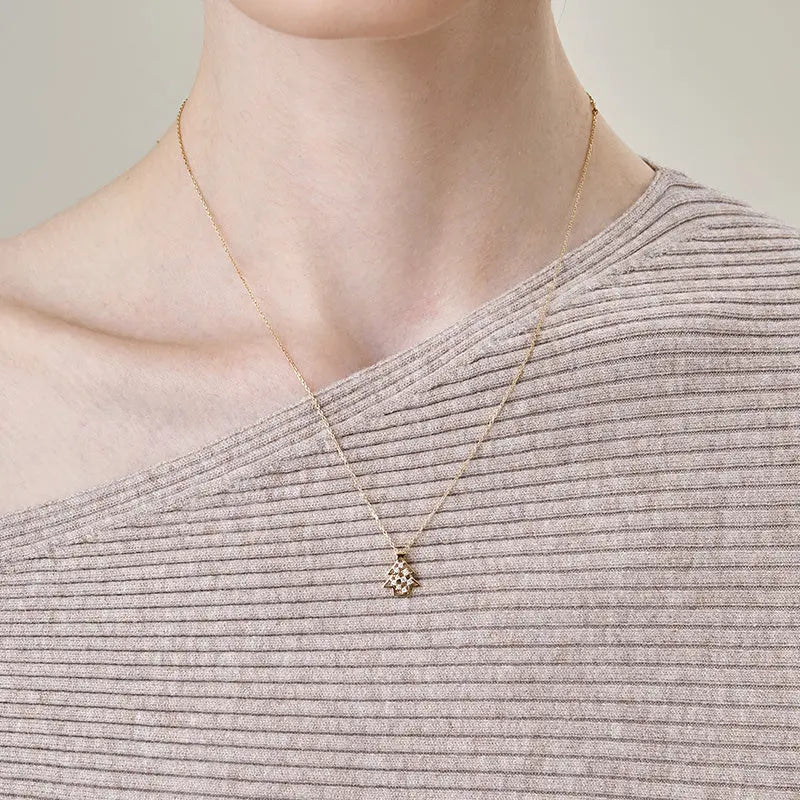 18K Gold Christmas Tree Diamond Necklace - Image 2