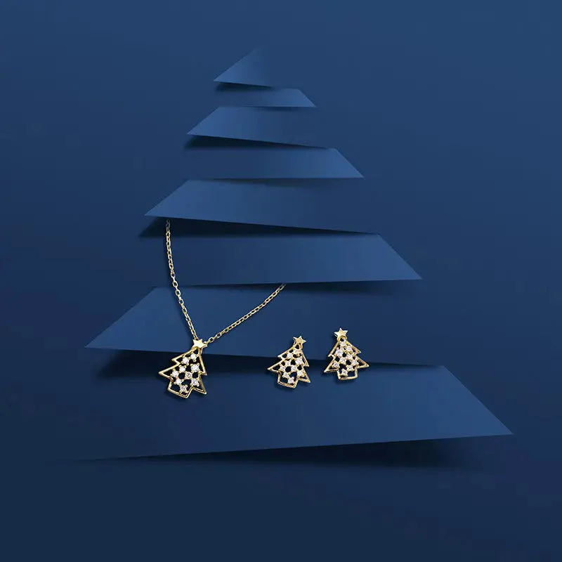 18K Gold Christmas Tree Diamond Necklace - Image 3