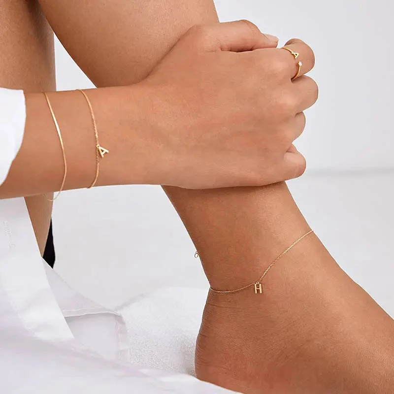 18K Gold Custom Letter Initial Bracelet - Image 6