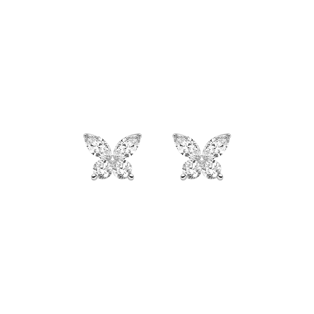18K Gold Diamond Butterfly Circle Modular Stud Earrings