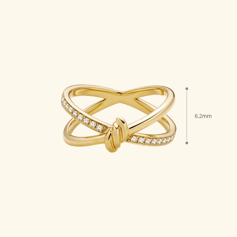 18K Gold Diamond Double-loop Twisted Ring - Image 9