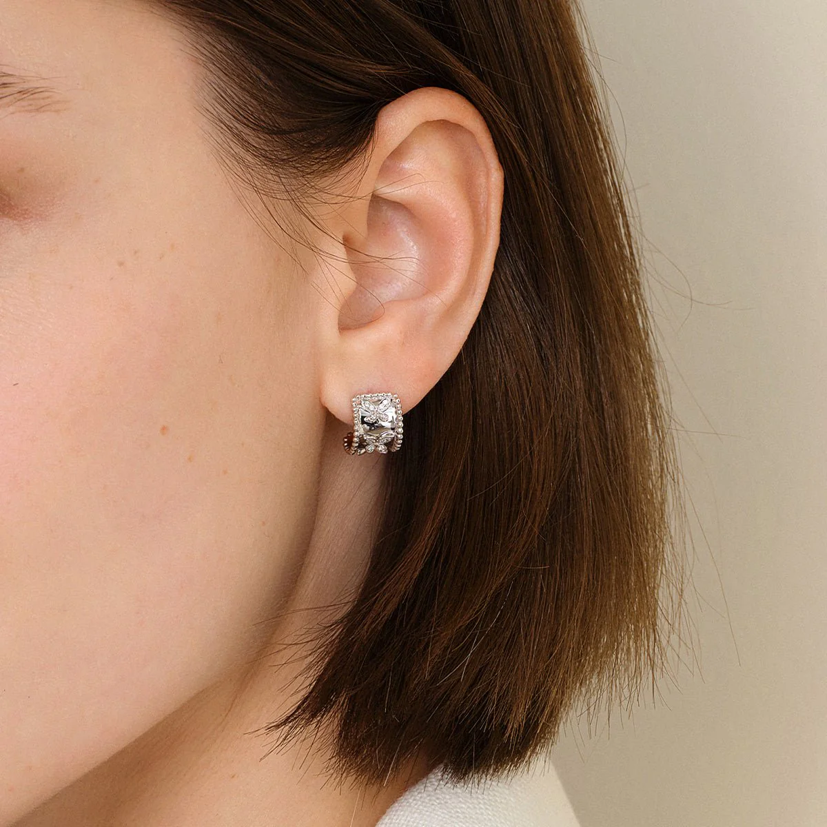 18K Gold Diamond Kaleidoscope Butterfly Stud Earrings - Image 2