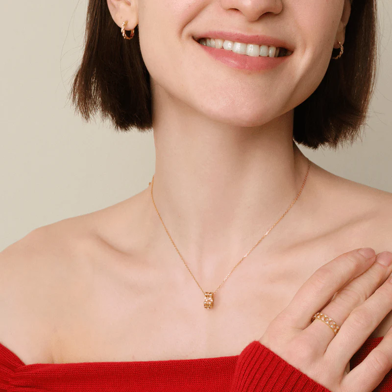 18K Gold Diamond Lucky Continuous Pendant Necklace - Image 13