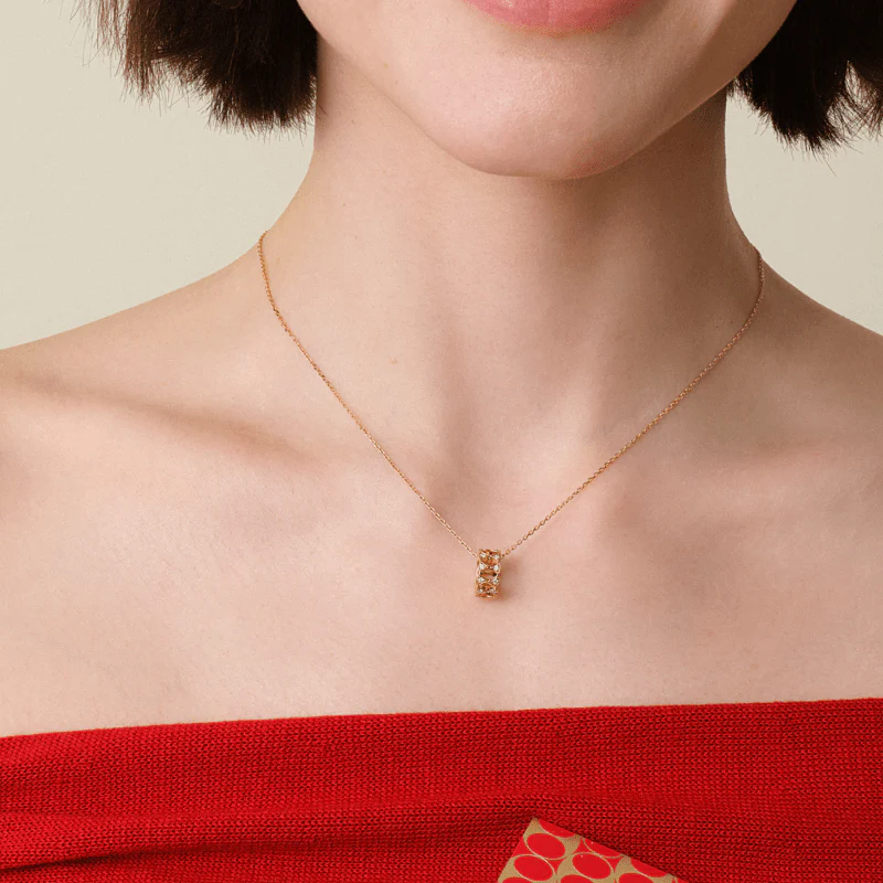 18K Gold Diamond Lucky Continuous Pendant Necklace - Image 2