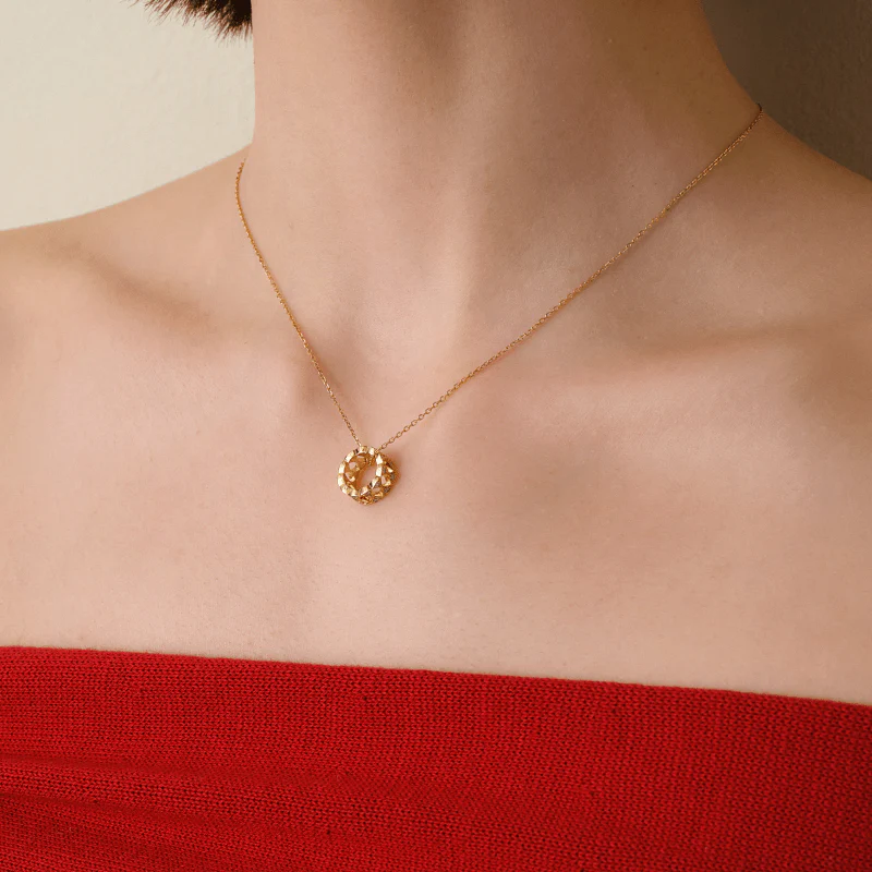 18K Gold Diamond Lucky Continuous Pendant Necklace - Image 5