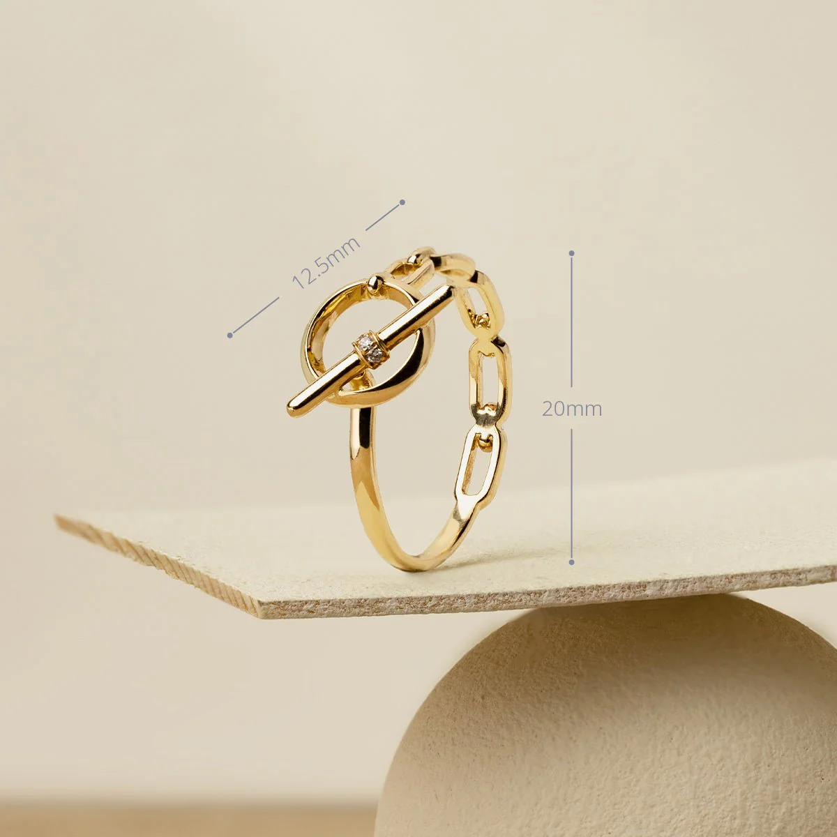 18K Gold Diamond Tension Poise Clasp Ring - Image 5