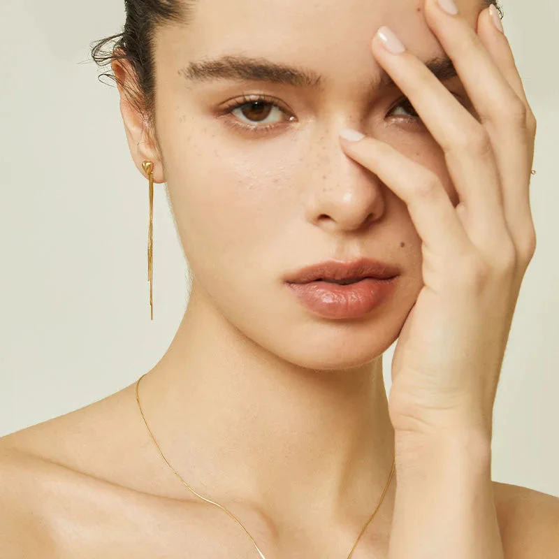18K Gold earring Imitation Tassel Eardrop Earrings - Image 8