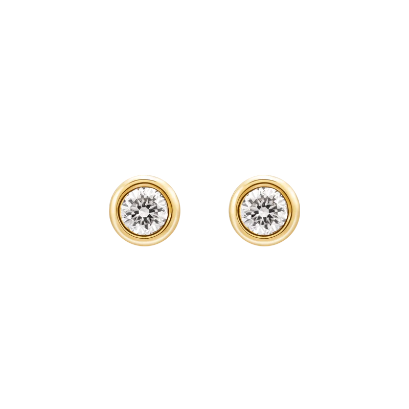 18K Gold Petite Delicate Diamond Stud Earrings