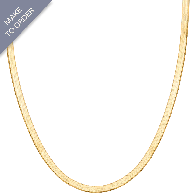18K Solid Gold Herringbone Necklace