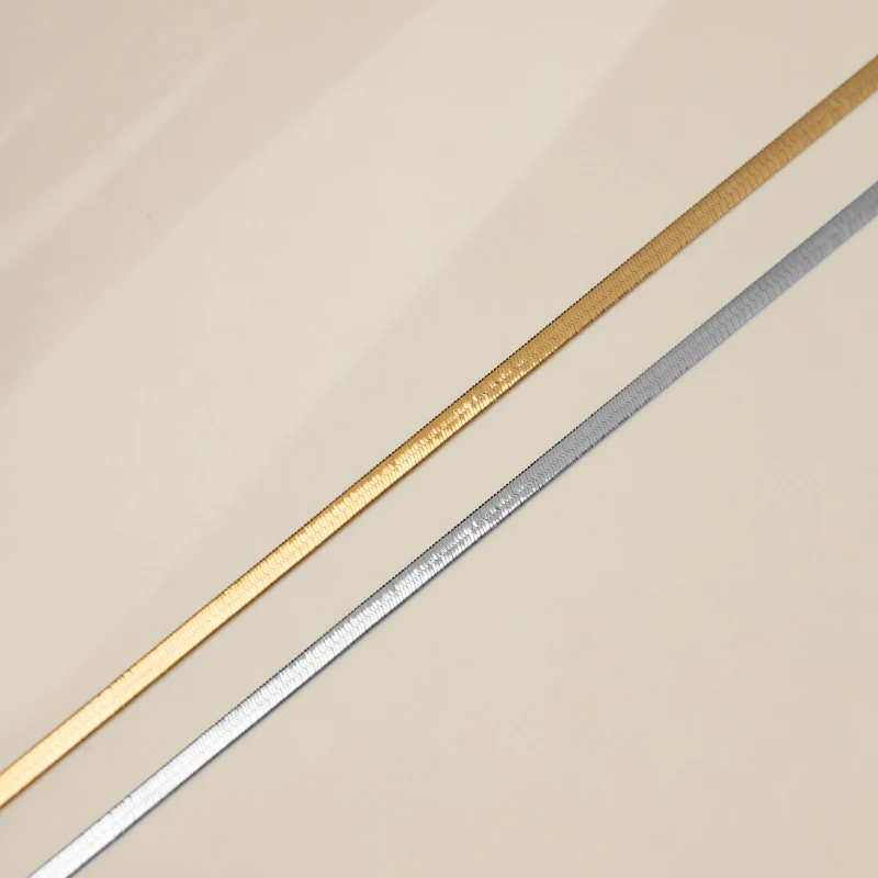 18K Solid Gold Herringbone Necklace - Image 6