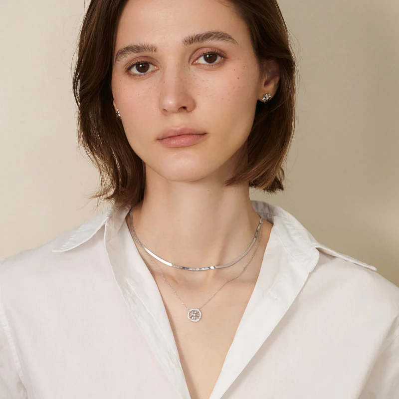 18K Solid Gold Herringbone Necklace - Image 7
