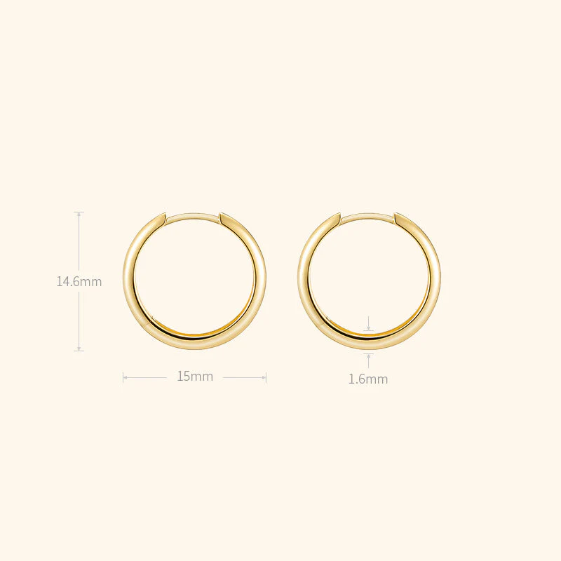 18K Solid Gold Polished Hoop Earrings - Image 11