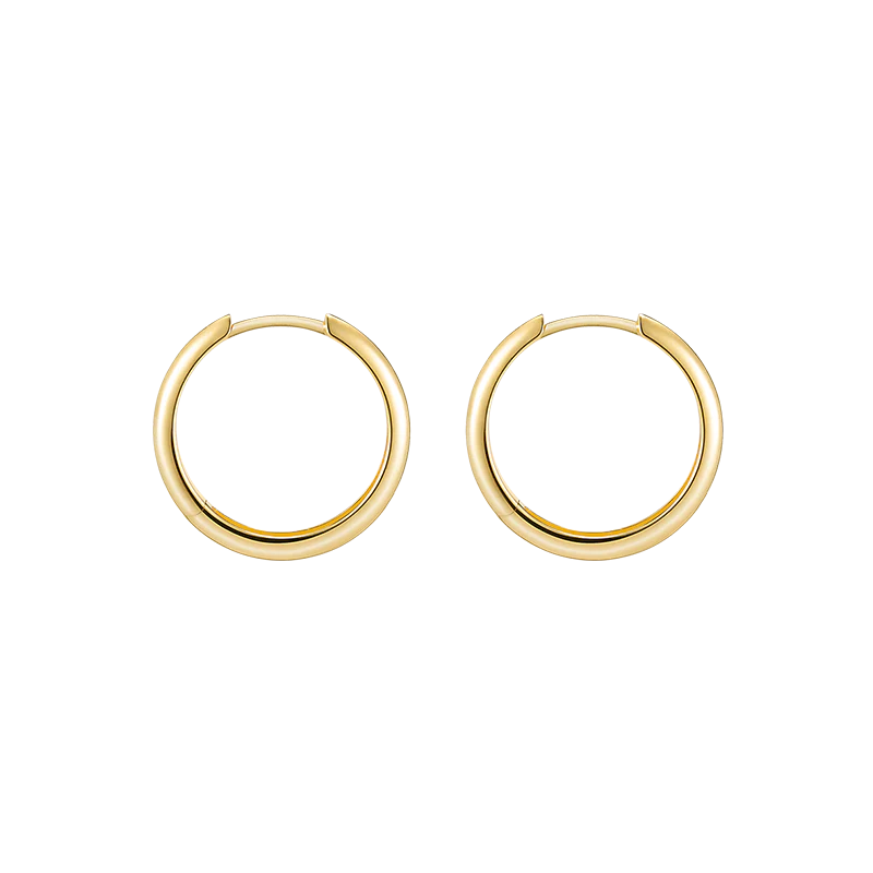 18K Solid Gold Polished Hoop Earrings - Image 3