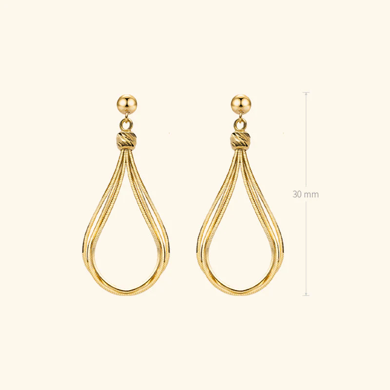 18K Solid Gold Streamline Herringbone Chain Earrings - Image 8