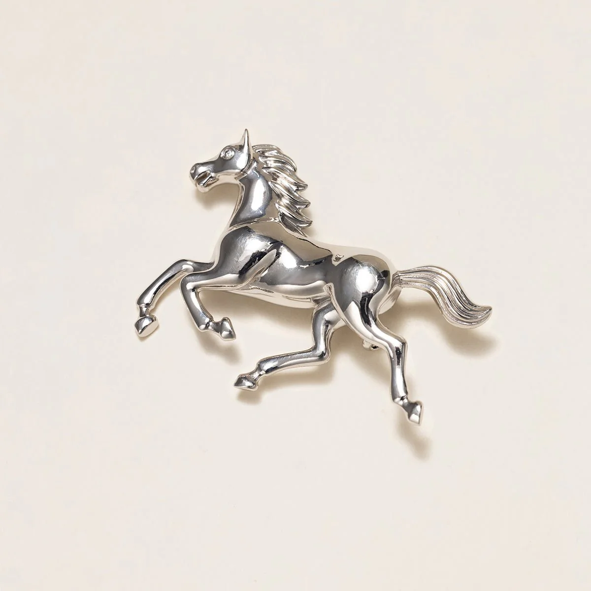 925 Sterling Silver Lab-Grown Diamond Anne's Horse Brooch - Image 5