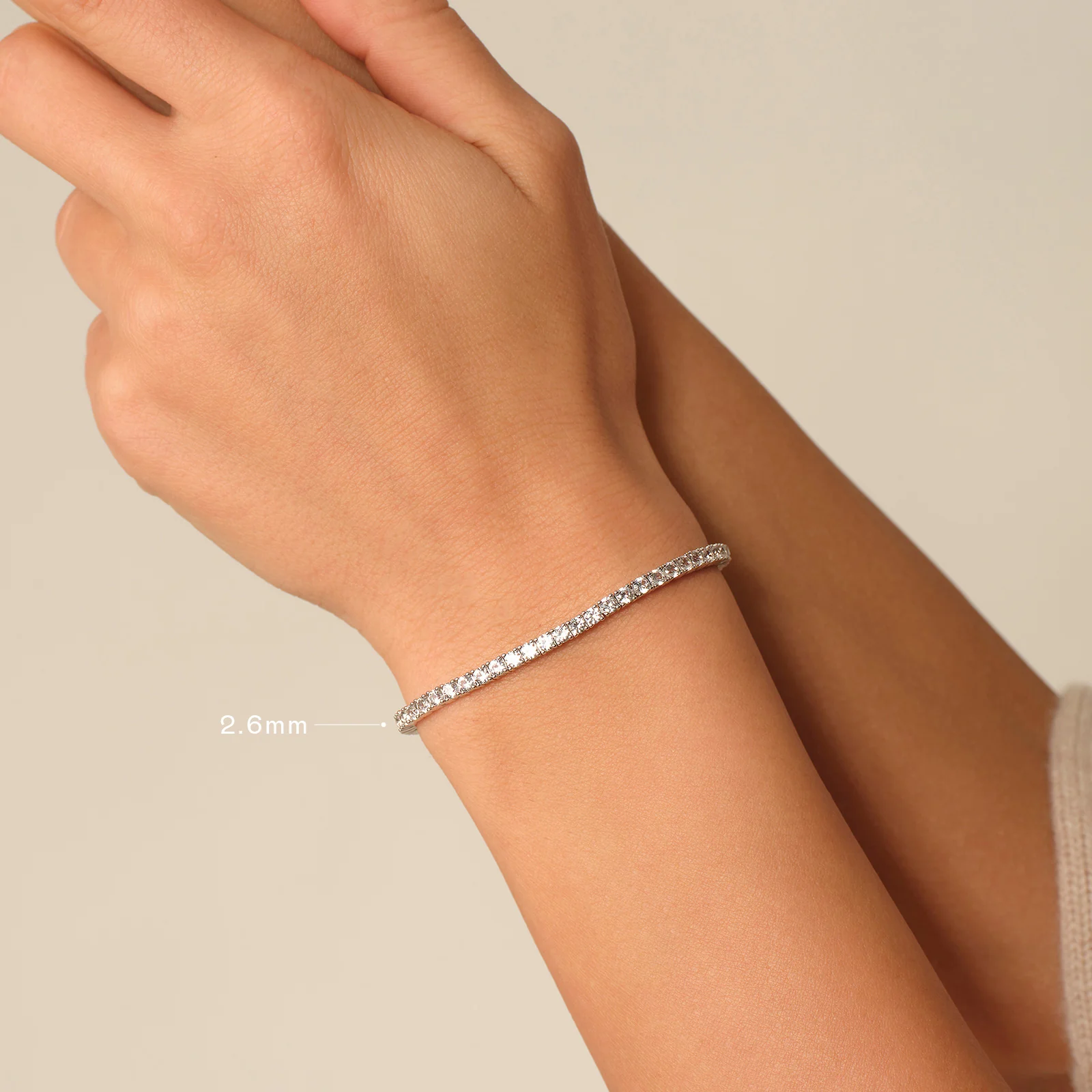 925 Sterling Silver Lab-Grown White Sapphire Tennis Bracelet - Image 2