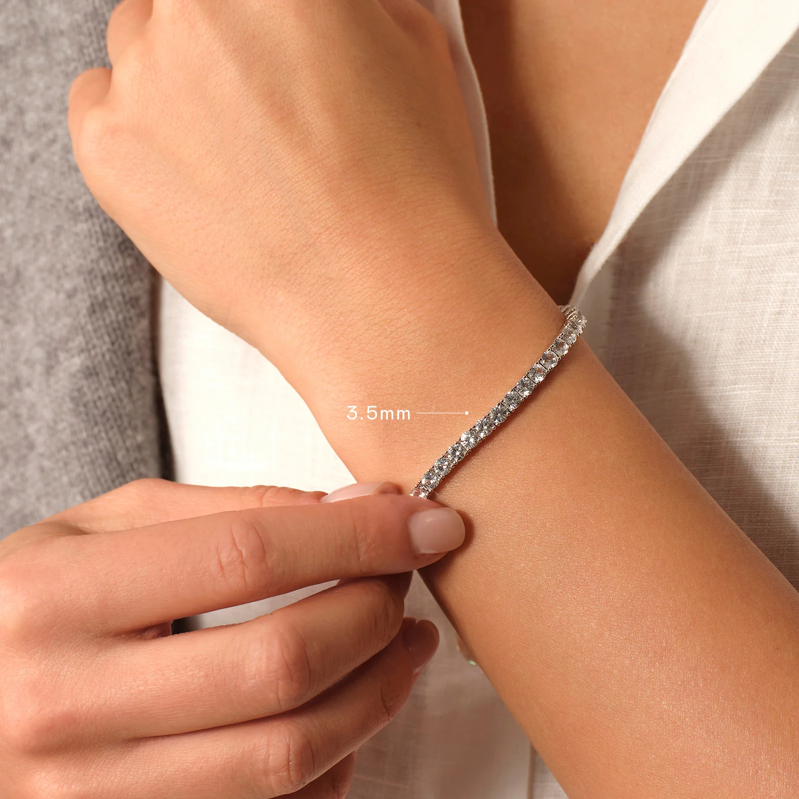 925 Sterling Silver Lab-Grown White Sapphire Tennis Bracelet - Image 5