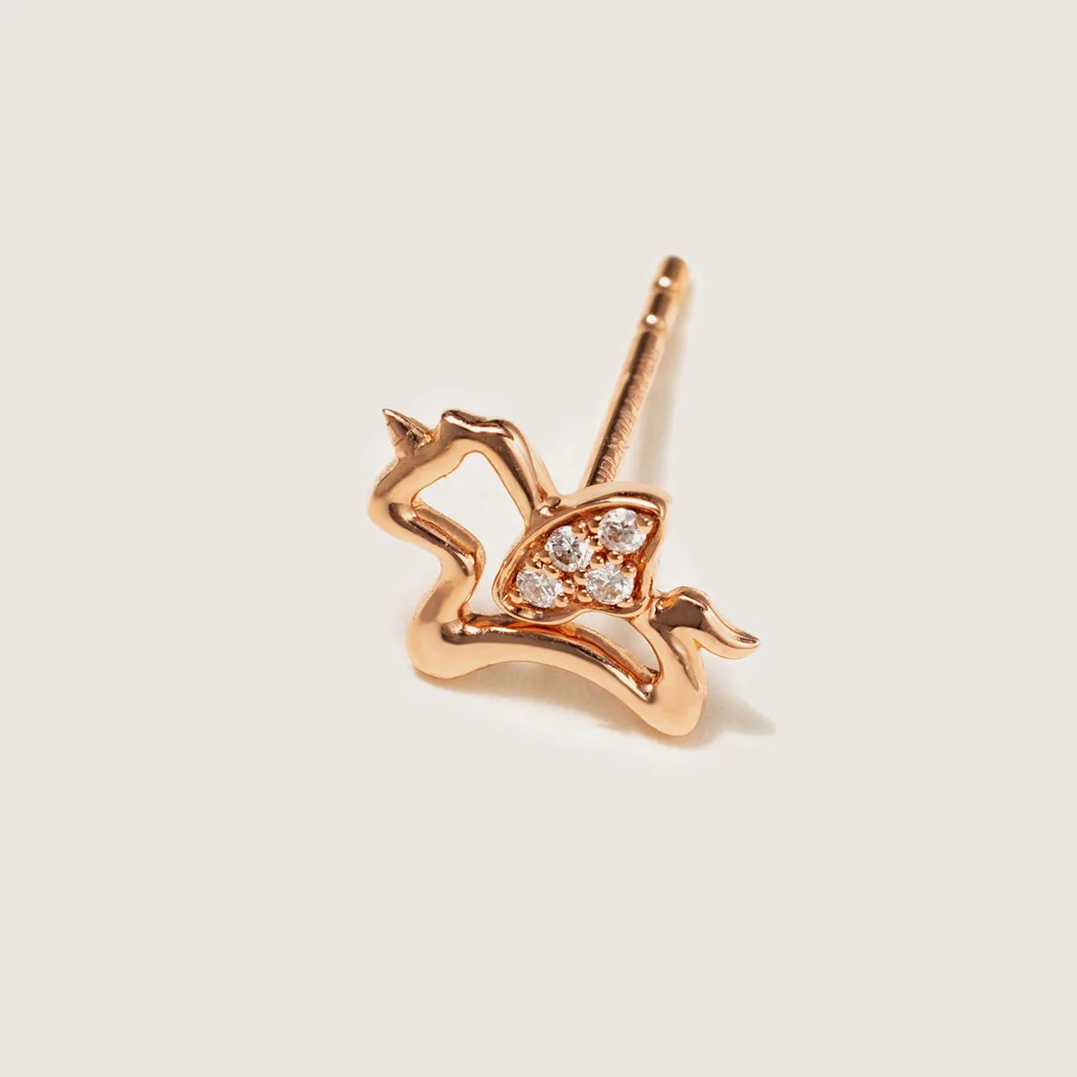 9K Rose Gold Lab-Grown Diamonds Lucky Flying Horse Studs Earrings - Image 5