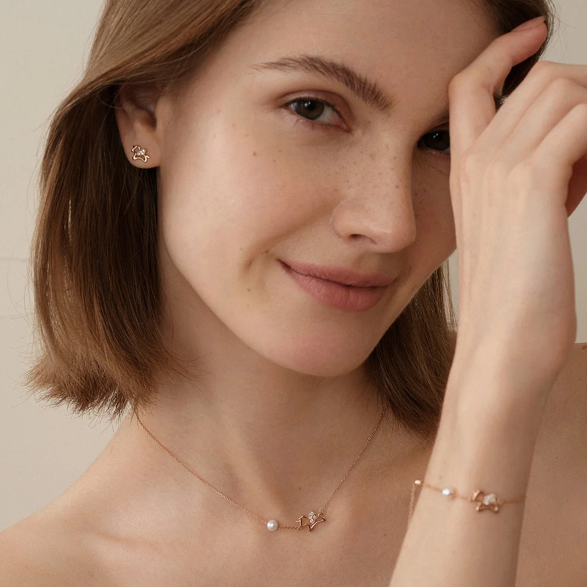 9K Rose Gold Lab-Grown Diamonds Lucky Flying Horse Studs Earrings - Image 6