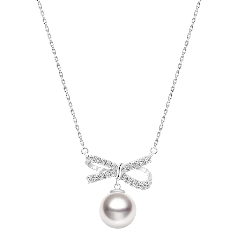 Akoya 18K White Gold Elegant Knot Fashion Necklace