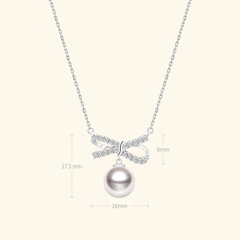 Akoya 18K White Gold Elegant Knot Fashion Necklace - Image 12