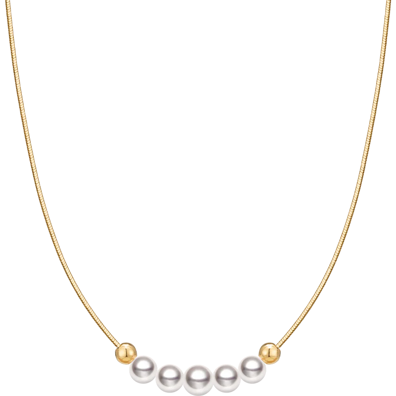 Akoya 18k Yellow Gold Baby's Breath Smile Necklace