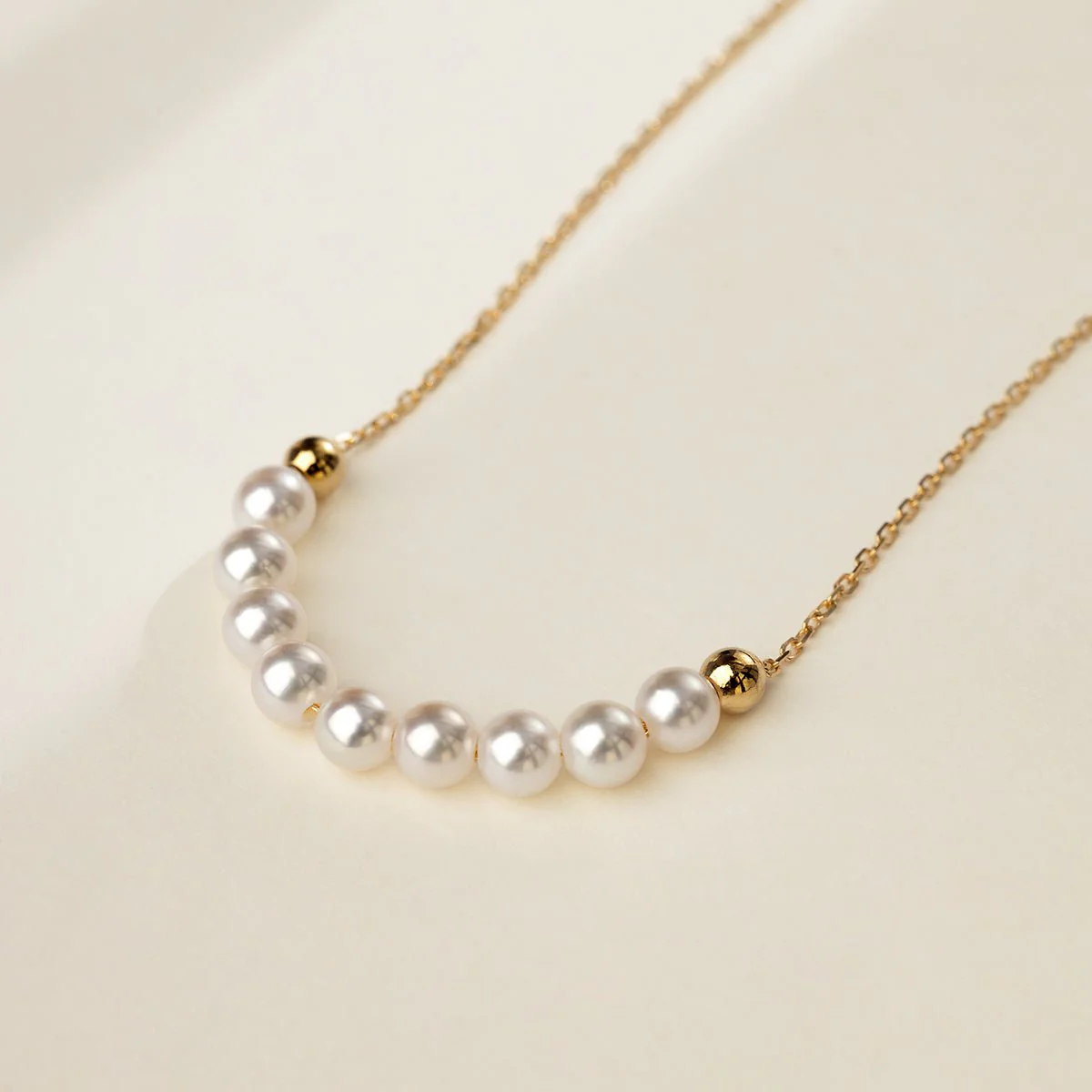 Akoya 18k Yellow Gold Baby's Breath Smile Necklace - Image 12