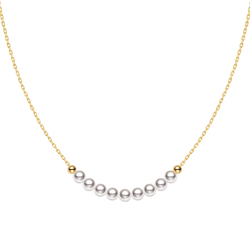 Akoya 18k Yellow Gold Baby's Breath Smile Necklace - Image 3