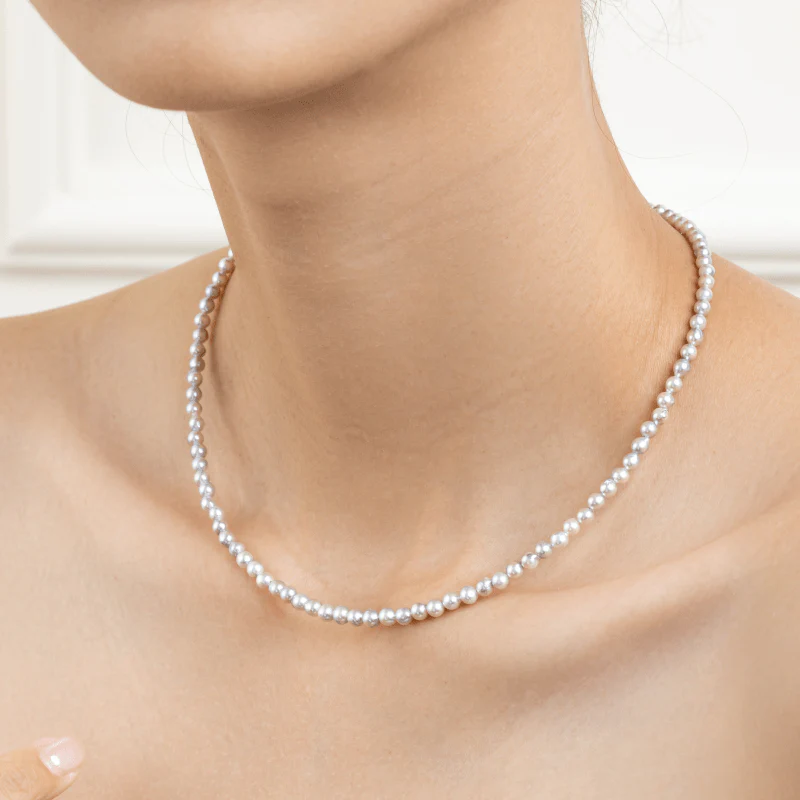 Akoya Baroque Pearl 18K Gold Powder Blue Strand Necklace - Image 4