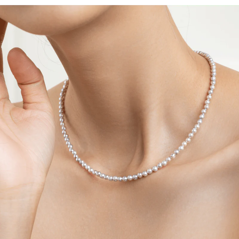 Akoya Baroque Pearl 18K Gold Powder Blue Strand Necklace - Image 6