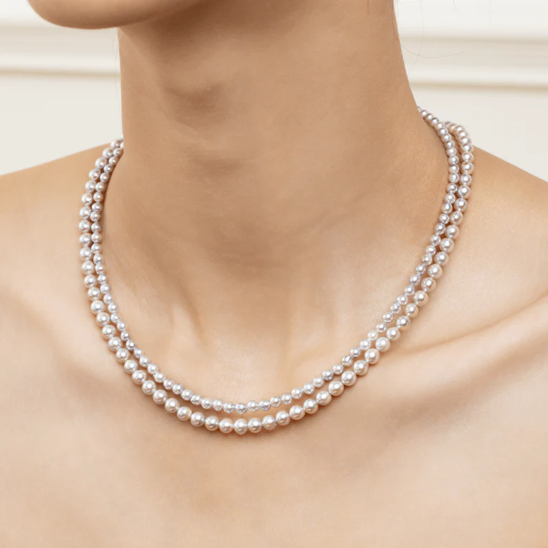 Akoya Baroque Pearl 18K Gold Powder Blue Strand Necklace - Image 8