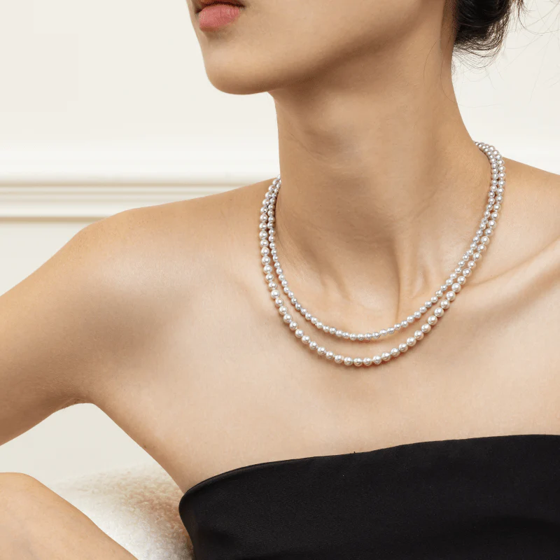 Akoya Baroque Pearl 18K Gold Powder Blue Strand Necklace - Image 9