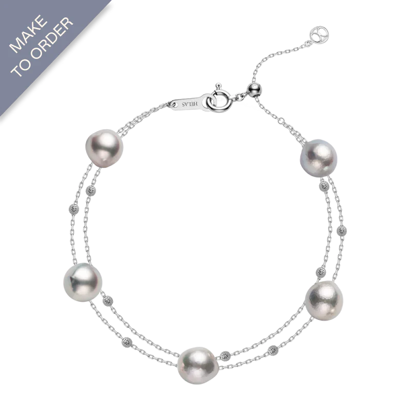 Akoya Baroque Pearl Bracelet 18K White Gold Special Style