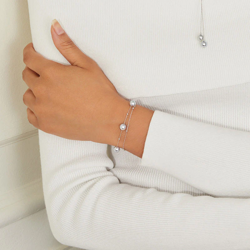 Akoya Baroque Pearl Bracelet 18K White Gold Special Style - Image 2