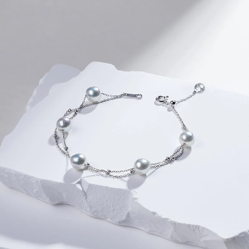 Akoya Baroque Pearl Bracelet 18K White Gold Special Style - Image 3