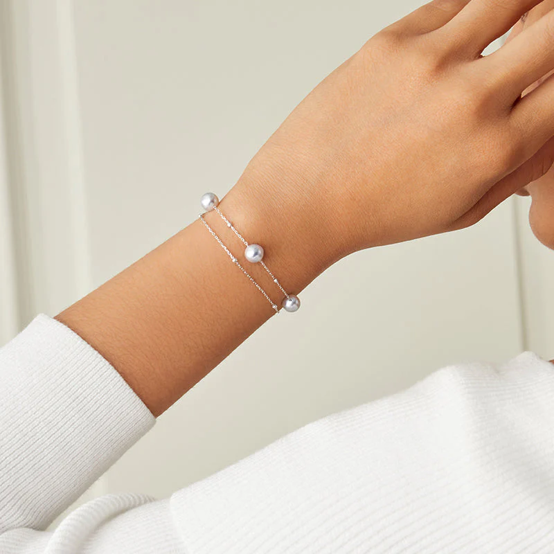 Akoya Baroque Pearl Bracelet 18K White Gold Special Style - Image 6