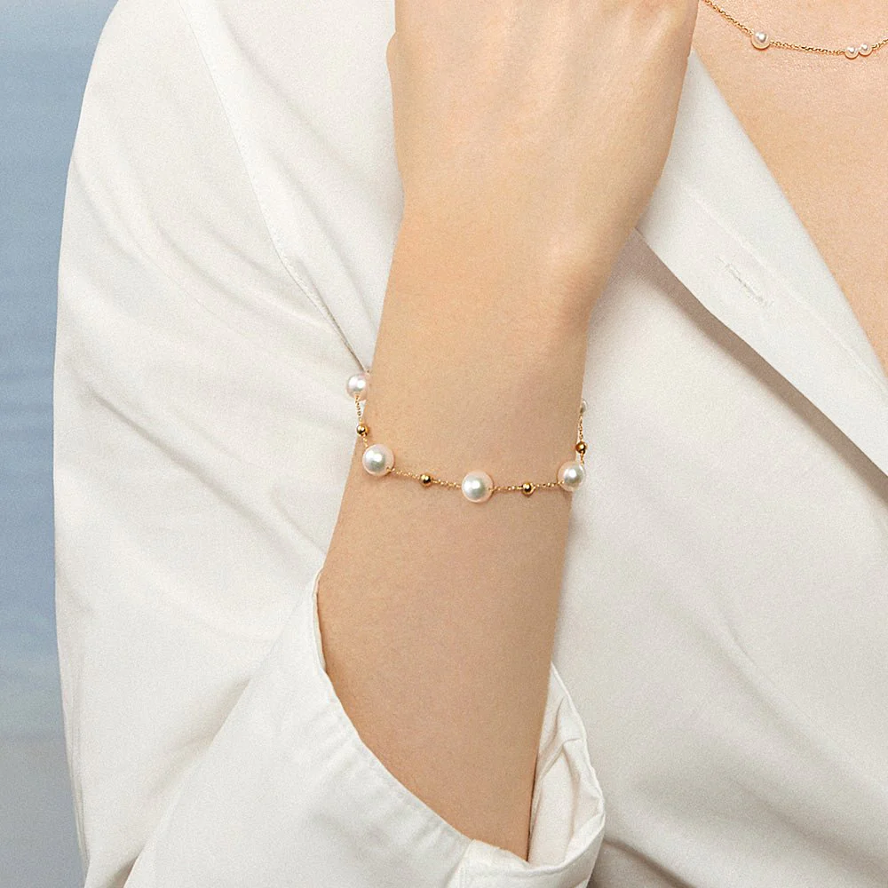 Akoya Pearl 18K Gold Baby's Breath Fashion Bracelet - Image 6