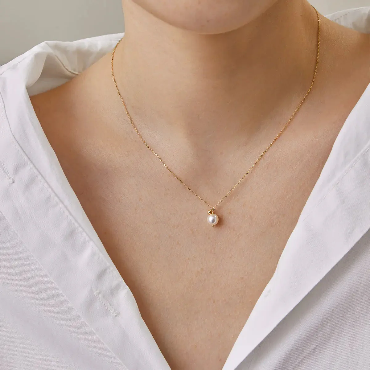 Akoya Pearl 18K Gold Ball Necklace - Image 2