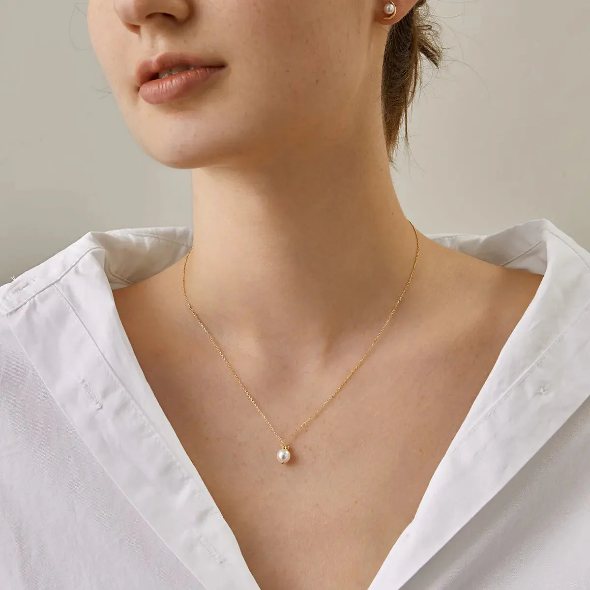 Akoya Pearl 18K Gold Ball Necklace - Image 7