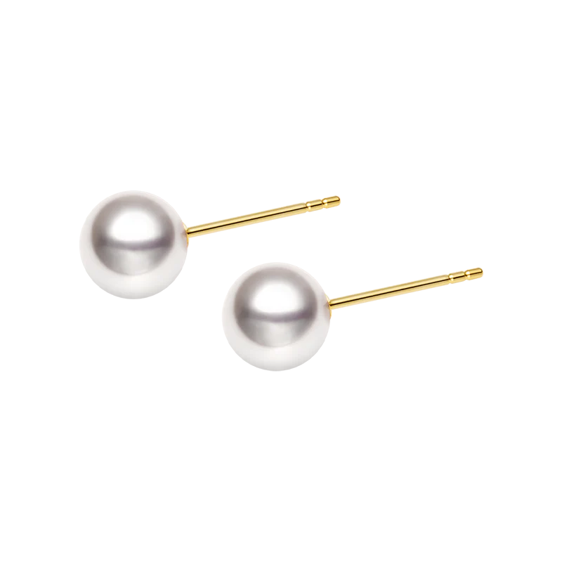 Akoya Pearl 18K Gold Bulb Stud Earrings