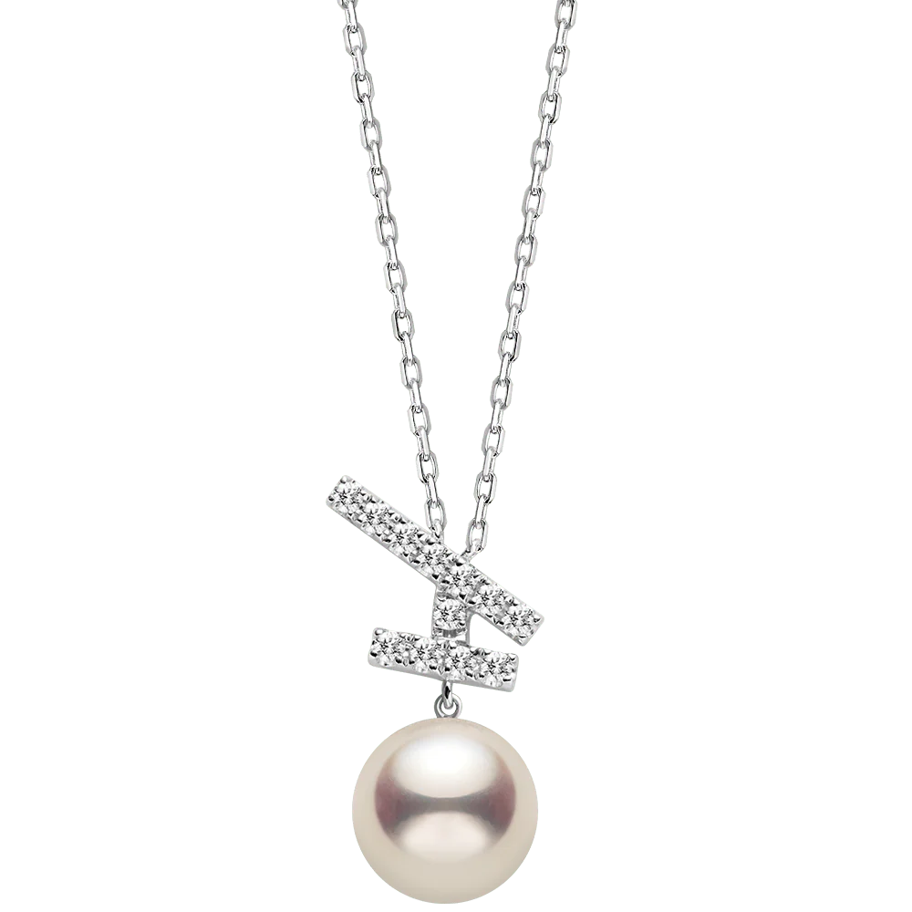 Akoya Pearl 18K Gold Diamonds Sparkle Flying Necklace