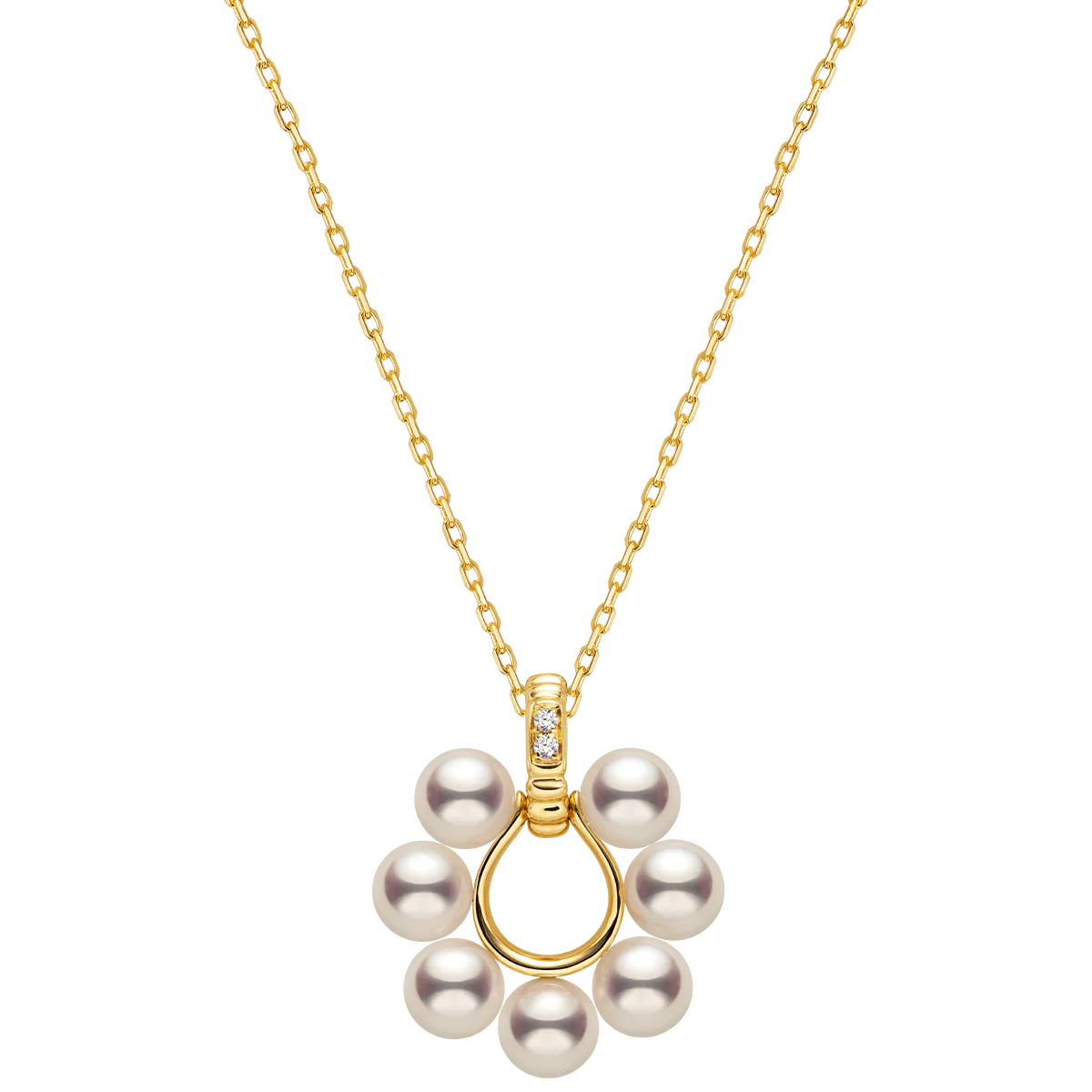 Akoya Pearl 18K Gold Diamonds Sunlight Pendant Necklace