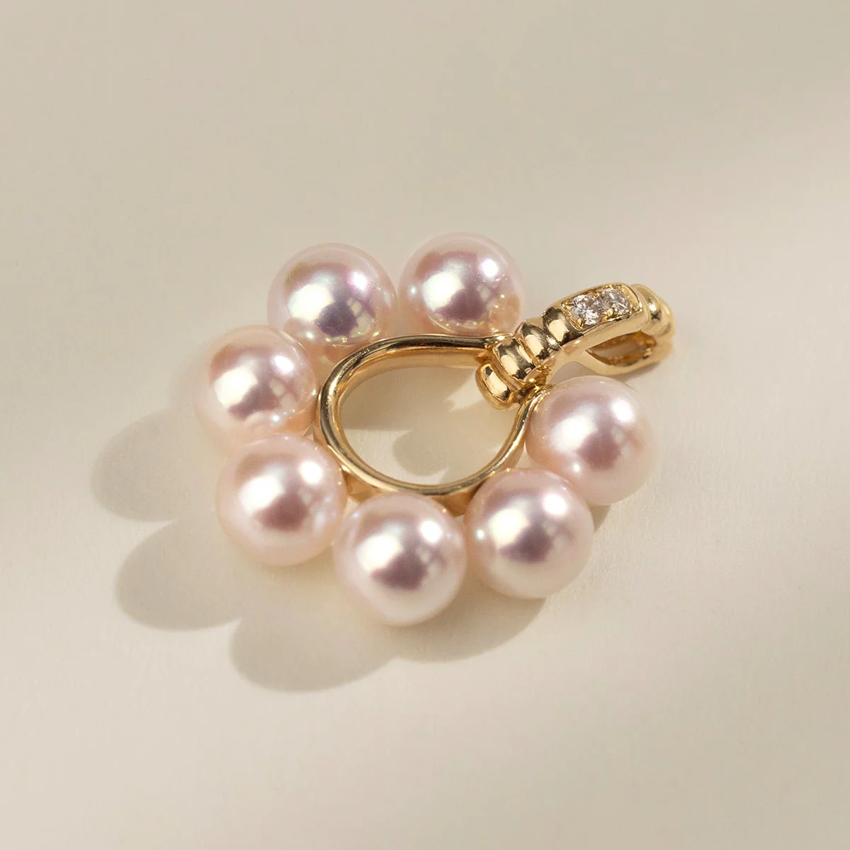Akoya Pearl 18K Gold Diamonds Sunlight Pendant Necklace - Image 3