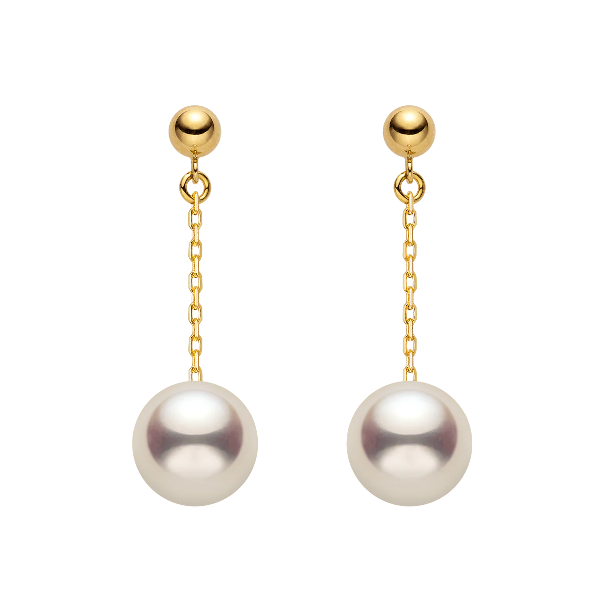Akoya Pearl 18K Gold Long Stud Earrings