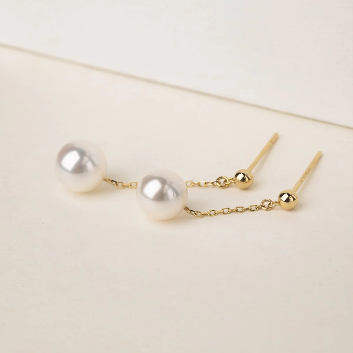 Akoya Pearl 18K Gold Long Stud Earrings - Image 12