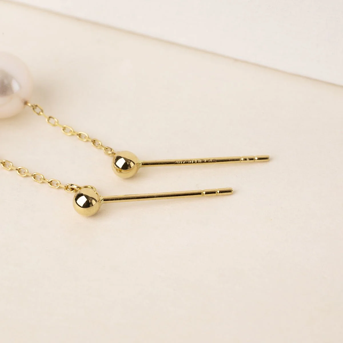 Akoya Pearl 18K Gold Long Stud Earrings - Image 15