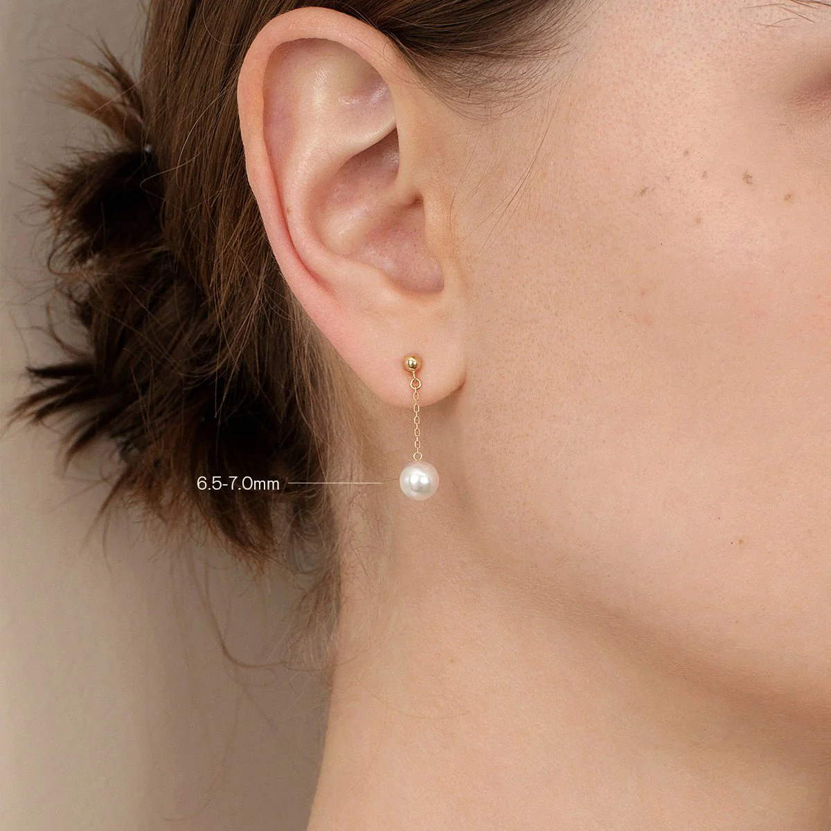 Akoya Pearl 18K Gold Long Stud Earrings - Image 2
